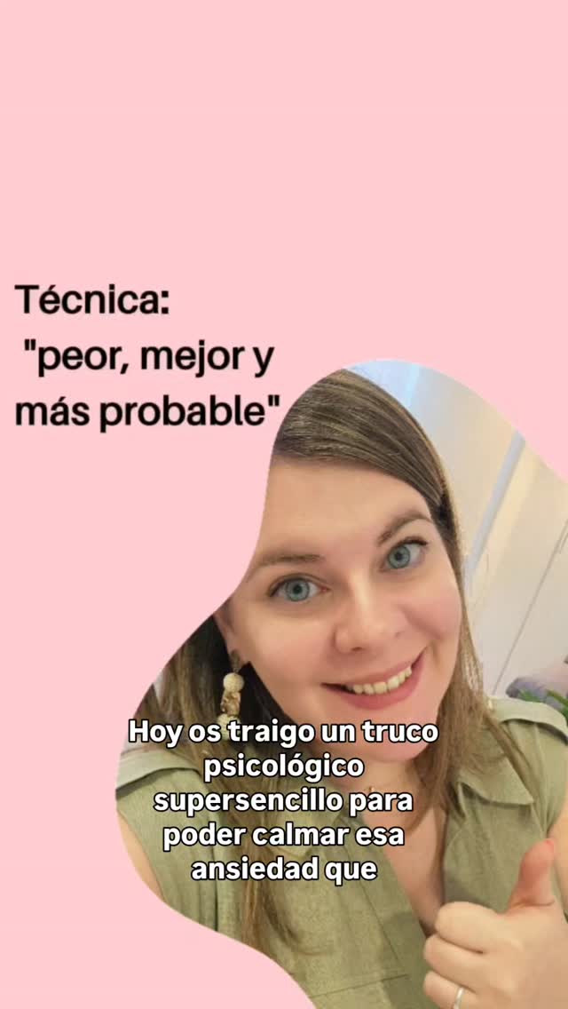 ¿Tu cabeza se llena de “¿y si pasa esto?” cuando te enfrentas a algo importante?
Eso se llama ansiedad anticipatoria.

Un truco sencillo es la técnica del peor, mejor y más probable:

✍️ Escribe:

El PEOR escenario que imaginas.

El MEJOR que podrías soñar.

Y el MÁS PROBABLE que realmente ocurrirá.

Al hacerlo, tu mente deja de dar vueltas infinitas y encuentra un punto medio realista.

#Psicología #Ansiedad #Trucospsicológicos #SaludMental #Bienestaremocional #Ansiedadanticipatoria #madridejos #mindsetmatters #consuegra #Crecimientopersona #urdal #Perspectiva #GestiónEmocional #villacañas #Calmamental #Psicóloga #Consejospsicológicos #Reelspsicología #Autoestima #psicologomadridejos #m.c.psicologos #MCpsicólogos